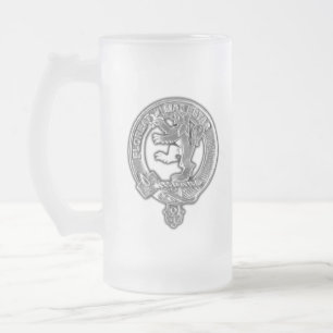 Clan Brown Crest Frosted Glass Beer Mug