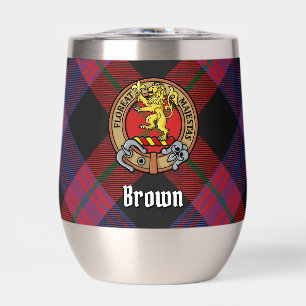 Clan Brown Crest over Tartan