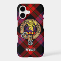 Clan Brown Crest over Tartan