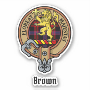 Clan Brown Crest over Tartan