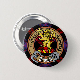 Clan Brown Crest over Tartan 6 Cm Round Badge