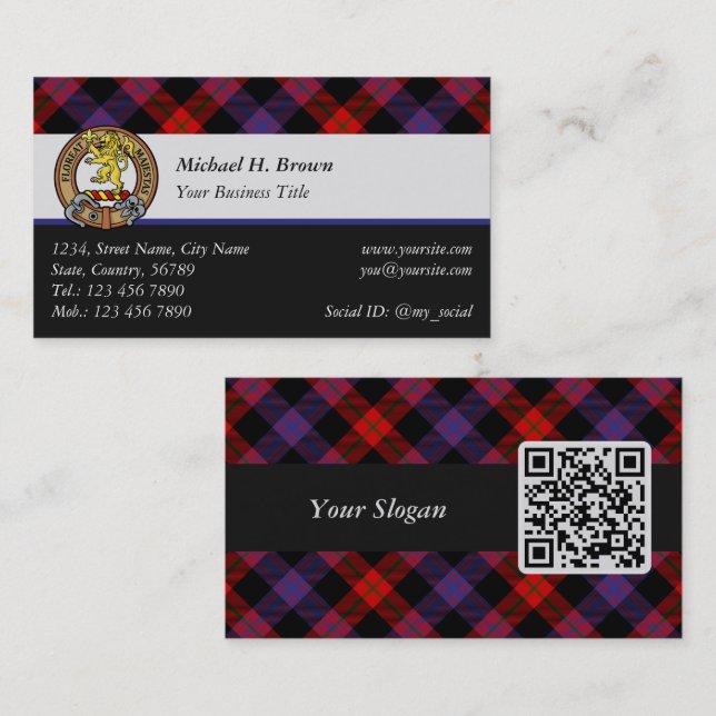 Clan Brown Crest over Tartan Business Card (Front/Back)