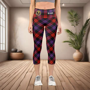 Clan Brown Crest over Tartan Capri Leggings
