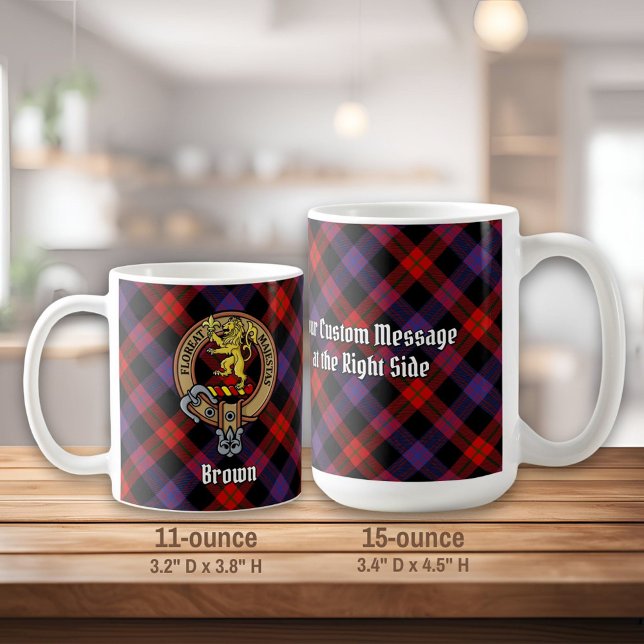 Clan Brown Crest over Tartan Coffee Mug (Creator Uploaded)