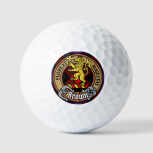 Clan Brown Crest over Tartan Golf Balls