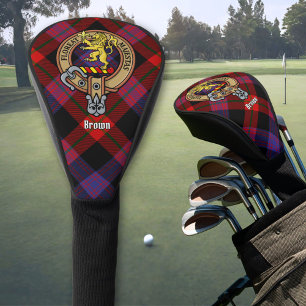Clan Brown Crest over Tartan Golf Head Cover