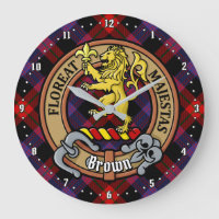 Clan Brown Crest over Tartan