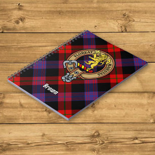 Clan Brown Crest over Tartan Notebook