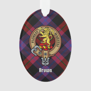 Clan Brown Crest over Tartan Ornament