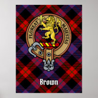 Clan Brown Crest over Tartan