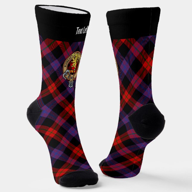 Clan Brown Crest over Tartan Socks (Angled)