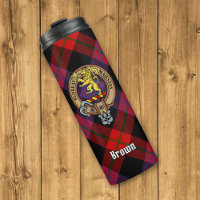 Clan Brown Crest over Tartan