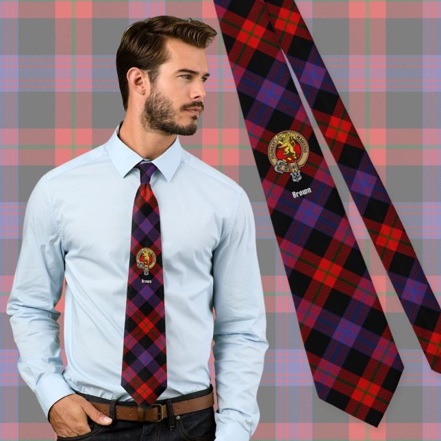 Clan Brown Crest over Tartan Tie (Creator Uploaded)