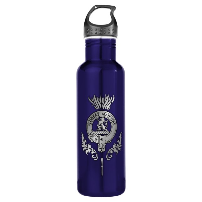 Clan Brown Crest & Scottish Thistle 710 Ml Water Bottle (Front)