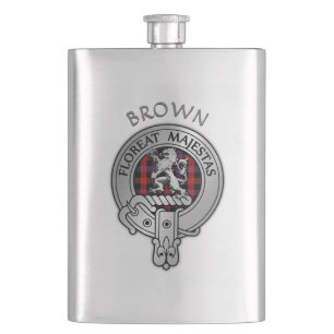 Clan Brown Crest & Tartan Hip Flask