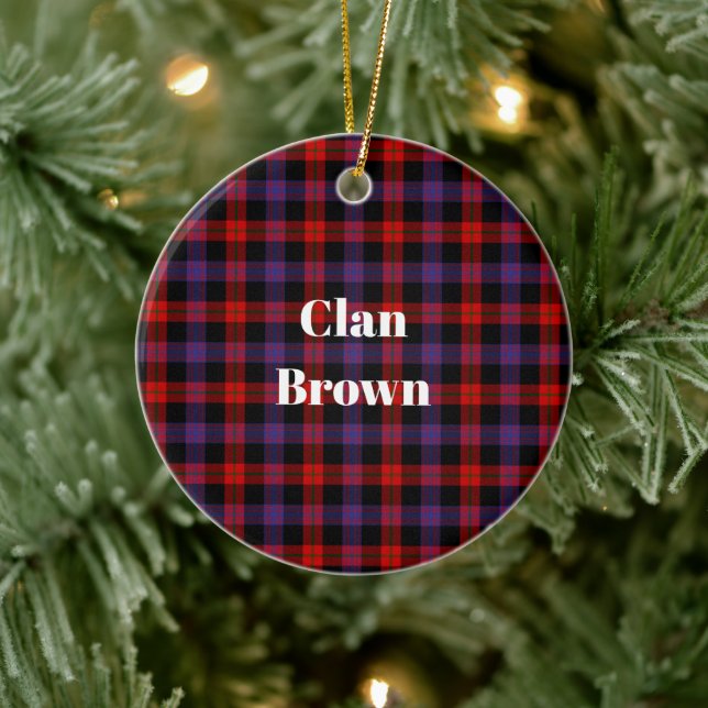 Clan Brown Modern Tartan Ceramic Tree Decoration (Tree)