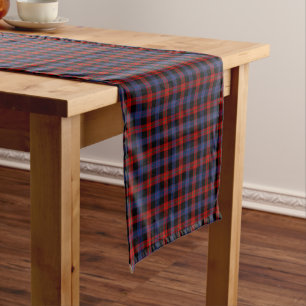 Clan Brown Red and Royal Blue Scottish Tartan Short Table Runner