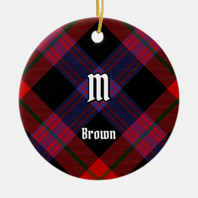 Clan Brown Tartan Ceramic Tree Decoration (Front)