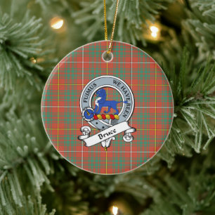 Clan Bruce Ancient Badge Tartan Plaid Ceramic Tree Decoration