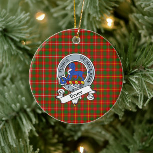 Clan Bruce Badge Tartan Plaid Ceramic Tree Decoration