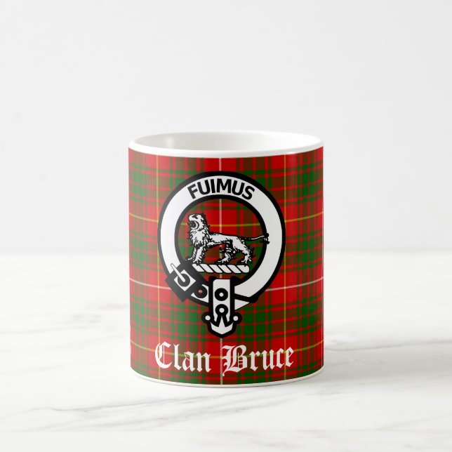 Clan Bruce Crest Badge & Tartan  Coffee Mug (Center)