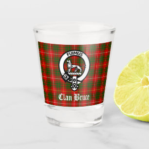 Clan Bruce Crest Badge & Tartan Shot Glass