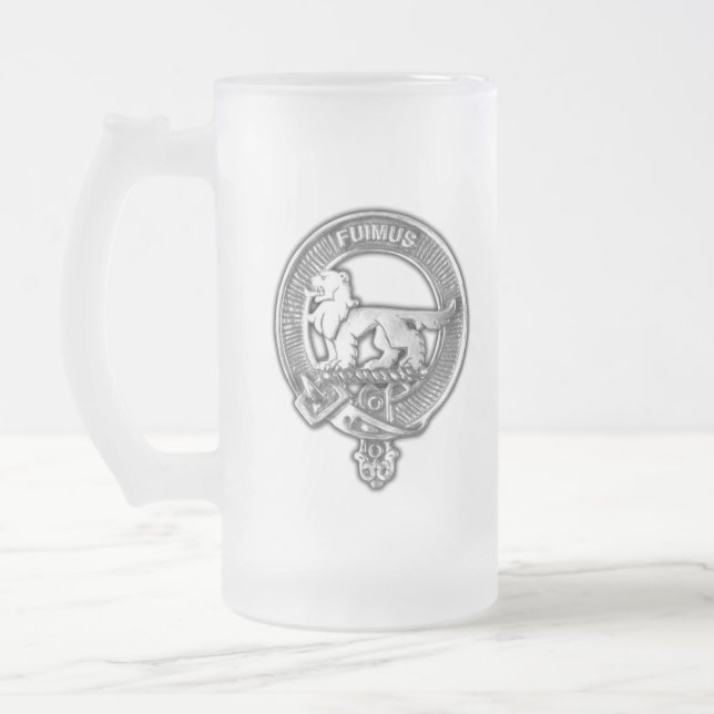 Clan Bruce Crest Frosted Glass Beer Mug (Left)