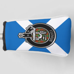 Clan Bruce Crest & Hunting Tartan on Saltire Golf Head Cover