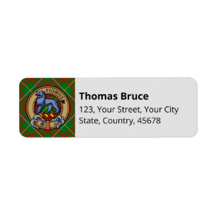Clan Bruce Crest over Hunting Tartan
