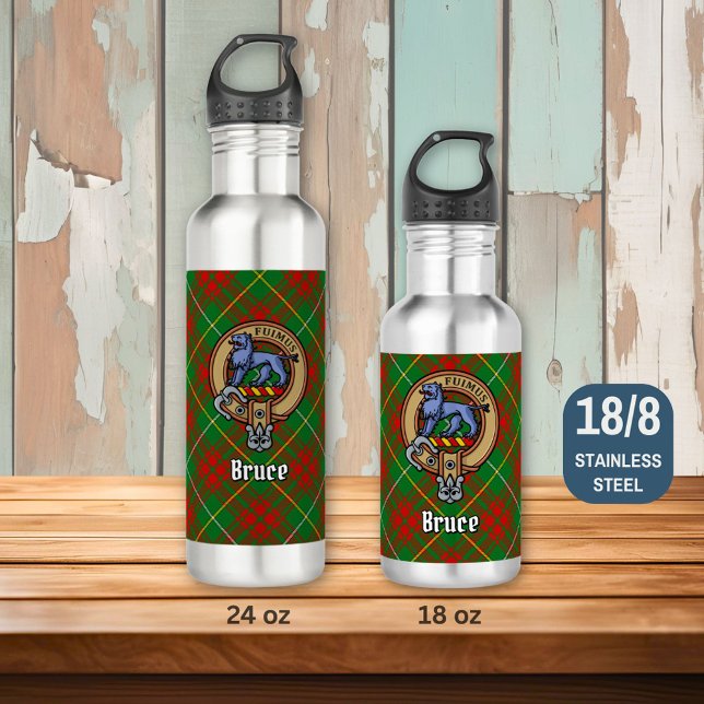 Clan Bruce Crest over Hunting Tartan 710 Ml Water Bottle (Creator Uploaded)