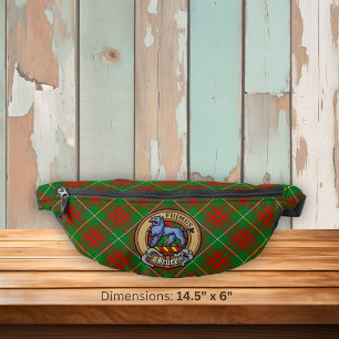 Clan Bruce Crest over Hunting Tartan Bum Bags