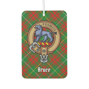 Clan Bruce Crest over Hunting Tartan Car Air Freshener