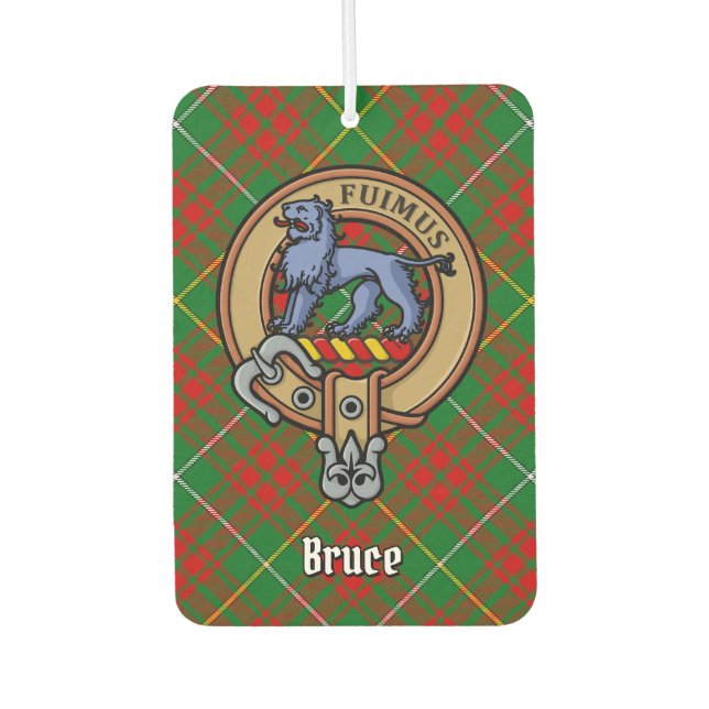 Clan Bruce Crest over Hunting Tartan Car Air Freshener (Front)