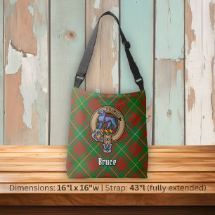 Clan Bruce Crest over Hunting Tartan Crossbody Bag