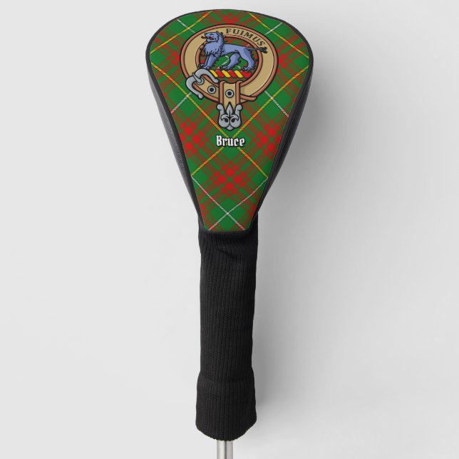 Clan Bruce Crest over Hunting Tartan Golf Head Cover (Front)