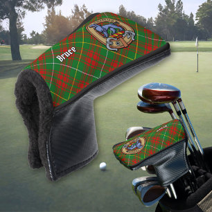 Clan Bruce Crest over Hunting Tartan Golf Head Cover