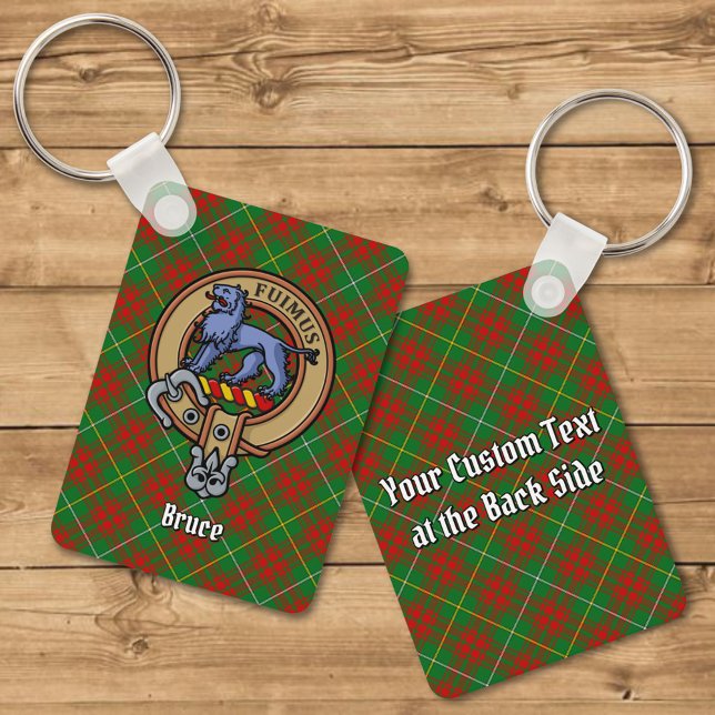 Clan Bruce Crest over Hunting Tartan Key Ring (Creator Uploaded)
