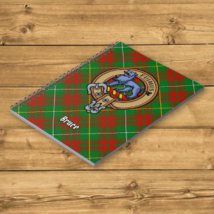 Clan Bruce Crest over Hunting Tartan Notebook