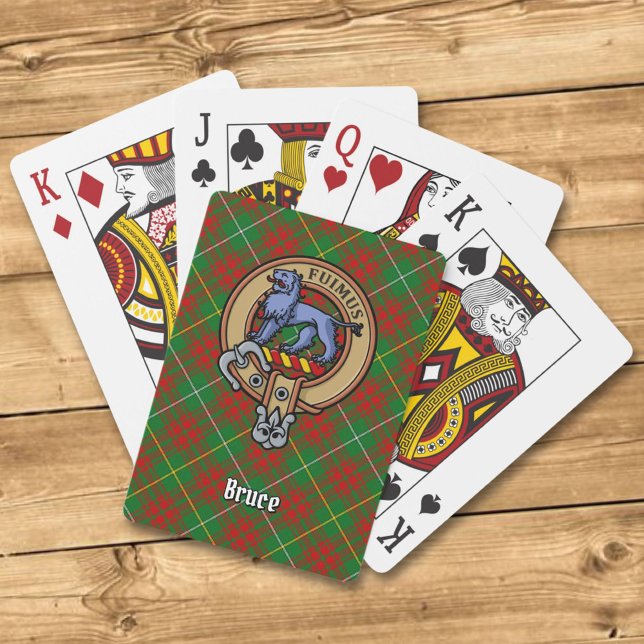 Clan Bruce Crest over Hunting Tartan Playing Cards (Creator Uploaded)