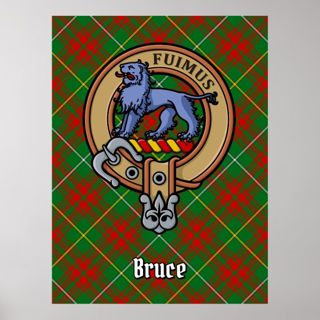 Clan Bruce Crest over Hunting Tartan Poster (Front)