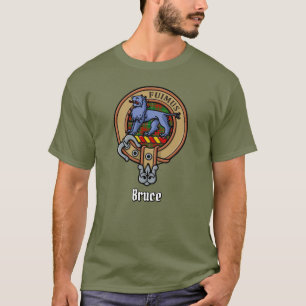 Clan Bruce Crest over Hunting Tartan T-Shirt