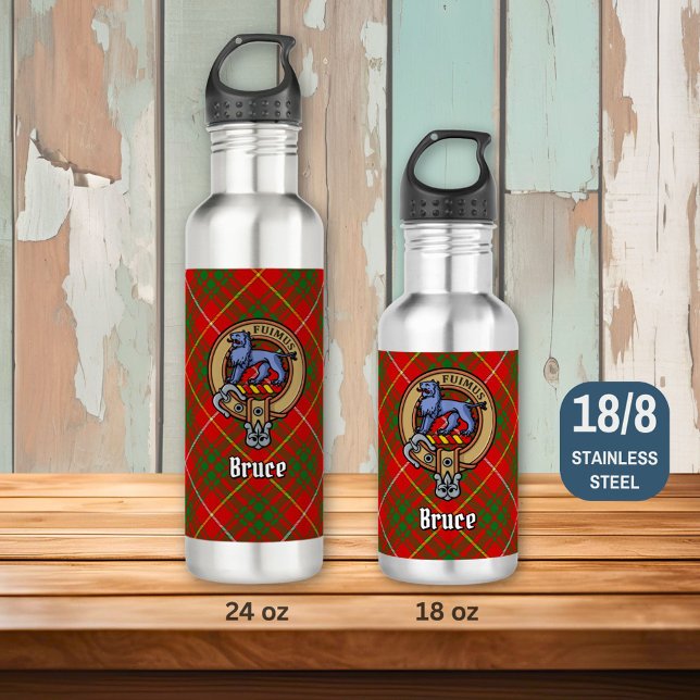 Clan Bruce Crest over Tartan 710 Ml Water Bottle (Creator Uploaded)
