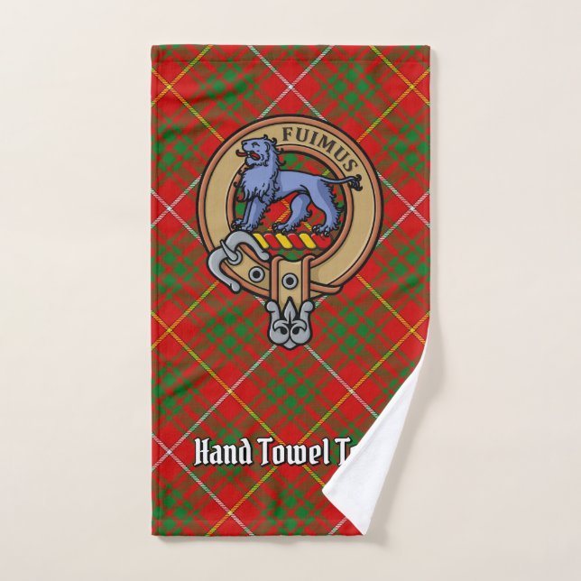 Clan Bruce Crest over Tartan Bath Towel Set (Hand Towel)