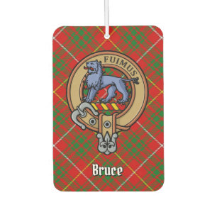 Clan Bruce Crest over Tartan Car Air Freshener