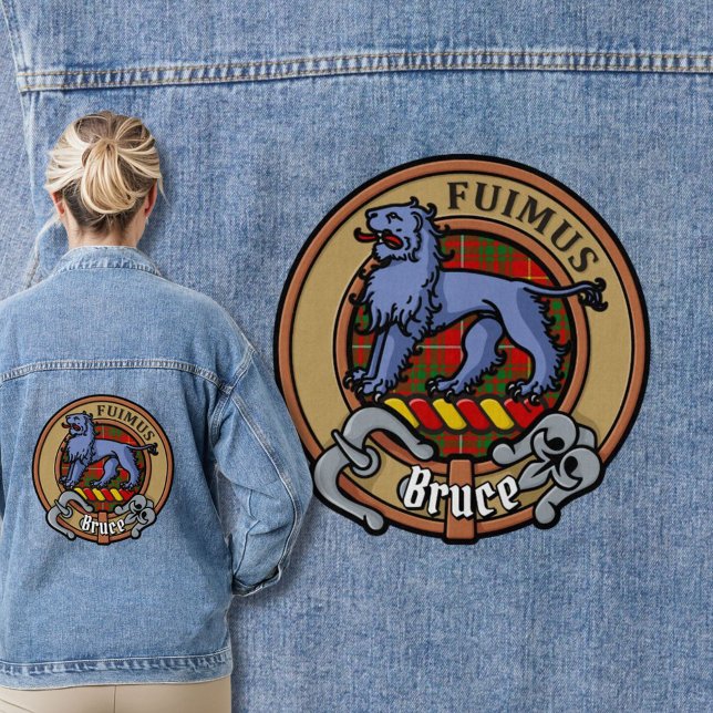 Clan Bruce Crest over Tartan Denim Jacket (Creator Uploaded)
