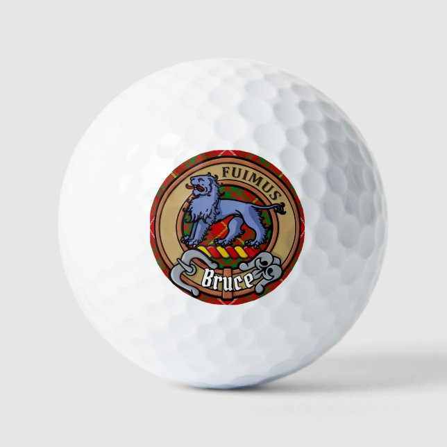 Clan Bruce Crest over Tartan Golf Balls (Front)
