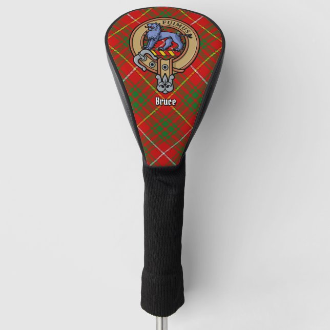 Clan Bruce Crest over Tartan Golf Head Cover (Front)