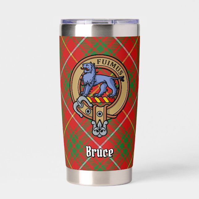 Clan Bruce Crest over Tartan Insulated Tumbler (Front)