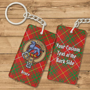 Clan Bruce Crest over Tartan Key Ring