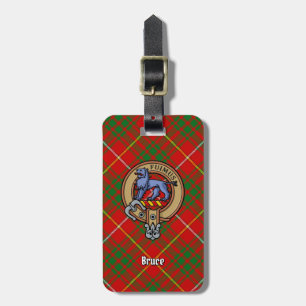 Clan Bruce Crest over Tartan Luggage Tag